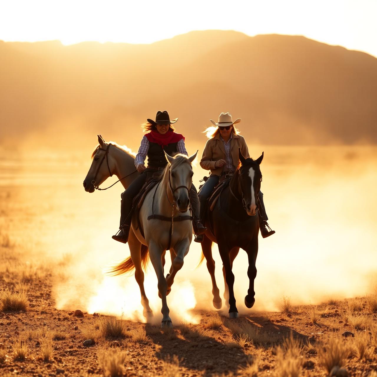 Riders at sunset